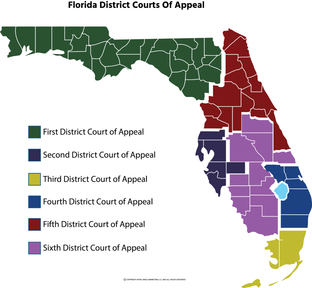 Florida - District Courts of Appeal Map 1 (with copyright)