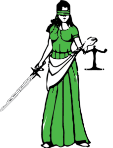 Lady Justice (shit with green dress white skin)