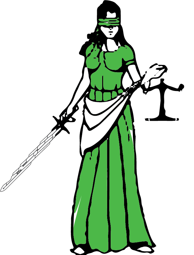Lady Justice (shit with green dress white skin)